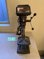 Front view of Craftsman drill press showing model and power specifications on motor housing.