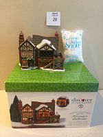 Full lot includes the porcelain building, the bag of Fresh Fallen Snow, and the original box with green lid.