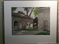 Framed watercolor showing entire artwork and gold-tone frame