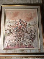 Full view of painting in gold frame with matting