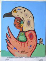 Front view of acrylic painting showing full Thunderbird Woman image, signature lower right