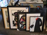 Group of five framed abstract paintings by Jenik Cook