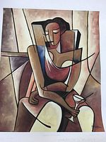 Full view of the print showing the seated woman figure holding a glass