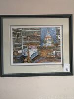 Full view of the framed lithograph showing the entire artwork and frame.