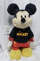 Front view of the 18-inch vintage Mickey Mouse plush made by Disney and Mattel showing the detailed face and outfit.