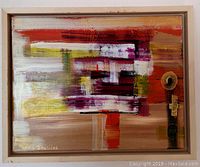 Full front view of framed painting showing overall composition and frame