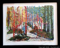 Framed lithograph 'Forest #2' showing entire artwork and frame