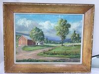 Full front view of framed oil painting showing entire composition and frame condition
