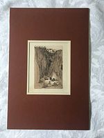 Full view of the vintage lithographic print mounted on a matte, showing the entire artwork with borders.