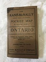 Front cover of the Rand McNally Pocket Map and Shippers' Guide of Ontario from 1912, showing title and publisher info.