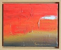 Front view of painting and wooden floater frame