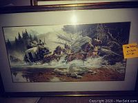 Full view of 'The Fording' print framed under glass