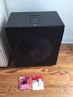 Sound system cube with sealed iBT adapter and RCA cable in front