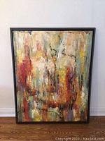 Full view of the framed abstract art print showing multispectral colors in an abstract composition.