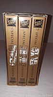 Three Star Wars Special Edition VHS tapes with gold spine labels: Return of the Jedi, Empire Strikes Back, Star Wars.