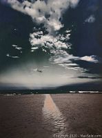 Full view of the limited edition ink print showing the beach trail and cloudy sky.