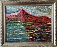 Full front view of the custom framed oil painting
