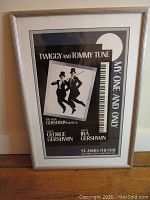 Framed poster featuring Twiggy and Tommy Tune, with large text and graphics related to Gershwin musical "My One and Only."