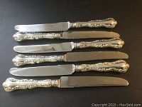 All six knives laid flat side by side