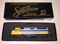 Top view of Spectrum WIA 6406 locomotive engine in original box showing detailed paint and markings