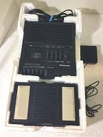Panasonic RR930 transcriber main unit and foot pedal inside original foam packaging