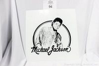 Front view of 12x12 inch glass plaque with black and white Michael Jackson portrait, showing glossy finish and clear print.