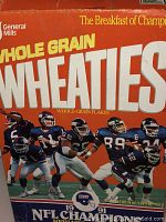 Front of Wheaties box featuring New York Giants players and 1991 NFL Champions text