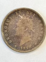 Obverse of the 1826 UK coin showing King George IV profile and date