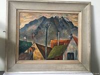 Full view of framed painting showing complete composition and frame