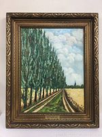 Full view of framed oil painting showing the complete artwork and frame dimensions.