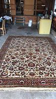 Full view of rug laid on garage floor