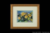 Framed watercolour painting showing whole artwork and frame.