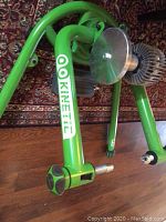 Close-up of green steel frame and fluid resistance unit