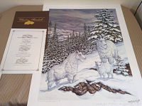 Full view of the signed print titled 'New Beginnings Goats' by Christine Marshall alongside the Certificate of Authenticity.