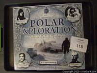 Cover photo of the Polar Exploration book by Beau Riffenburgh featuring portraits of polar explorers and a wintry scene on the front.