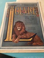 Front page of the poster featuring a majestic lion and French text inviting attendance at the grand opening event.