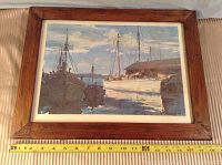 Framed nautical print with measuring tape showing approximately 17 inches wide.
