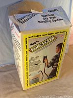 Original box of Sand Kleen Magna Dustless Dry Wall Sanding System showing brand and usage information