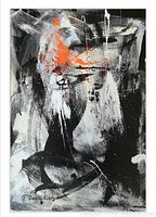 Frontal view of the entire painting showing abstract composition