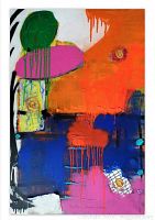 Frontal view of full painting showing entire composition and color distribution