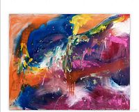 Full front view of the abstract painting on canvas