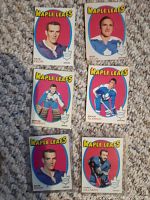 Fronts of 6 Maple Leafs hockey cards featuring player portraits and team name in colorful designs.