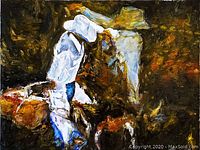 Close-up of the painting showing detailed texture and color blending
