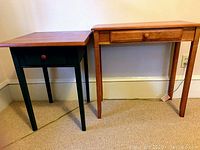 Both tables side by side showing size and color difference