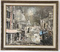 Front view of framed oil painting showing full composition and frame.