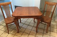 Table with two chairs from front view