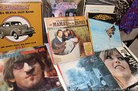 Photo showing various albums including Bossa Buena Jazz Band, Cinderella, The Mamas and the Papas, Handel, Boston, Jackie Gleason