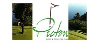 Logo and putting green image of Picton Golf & Country Club showing the club's name and a golfer putting on the green.