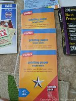 Photo of Staples printing paper sample pack in bright white color, 20 sheets