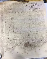 Full view of the reproduction map showing County York and Toronto area with land divisions and place names.